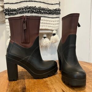 RARE HUNTER Original Contrast High Heel Rubber Rain Boots
